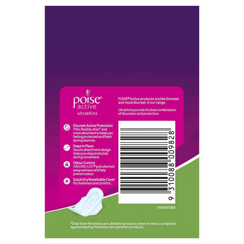 Poise Active Pads Ultrathins Regular with Wings 14pk-1999