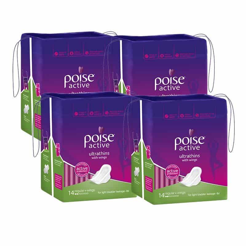 Poise Active Pads Ultrathins Regular with Wings 14s - Shipper-0
