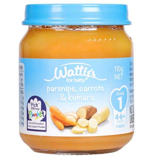 Wattie's Baby Food 110g Jar (Stage 1) - Parsnips, Carrot & Kumara-0