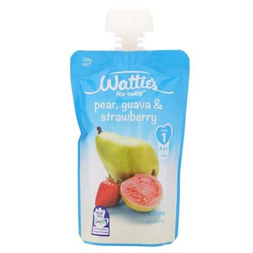 Wattie's Baby Food 120g Pouch (Stage 1) - Pear, Guava & Strawberry-0