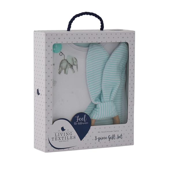 Living-textiles-bib-burp-teether-set-elephant-grande